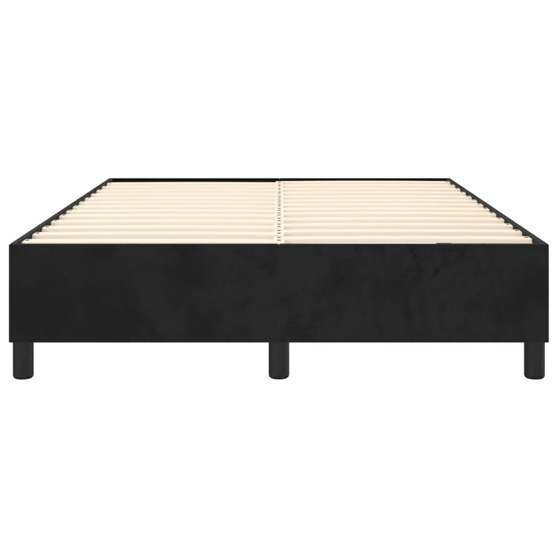 Sommier à lattes sur pieds cadre de lit 140x190 cm tissu velours noir TDL0207021