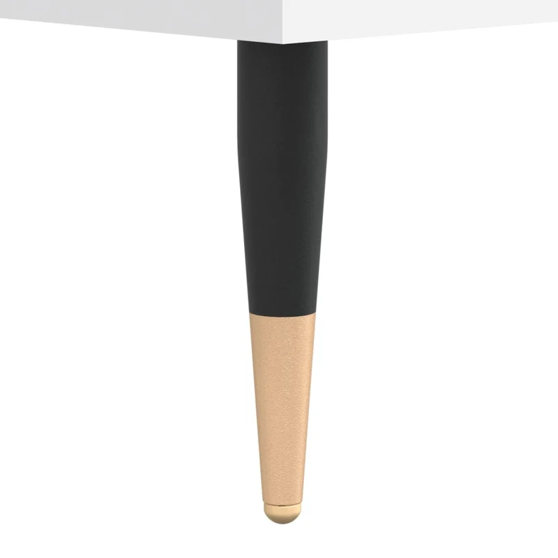 Table basse de salon avec 3 compartiments design moderne 104 x 60 x 35 cm bois d'ingénierie blanc et fer DEC037841