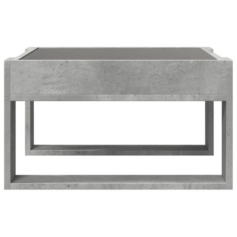 Table basse de salon design moderne avec LED 50 x 53 x 30 cm bois d'ingénierie gris et verre DEC037500