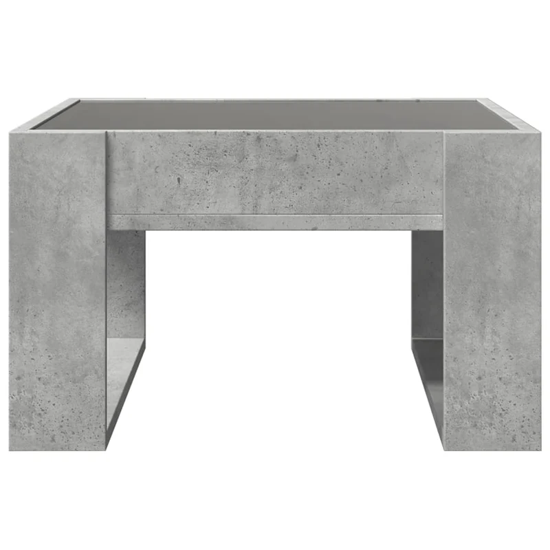 Table basse de salon design moderne avec LED 50 x 53 x 30 cm bois d'ingénierie gris et verre DEC037500