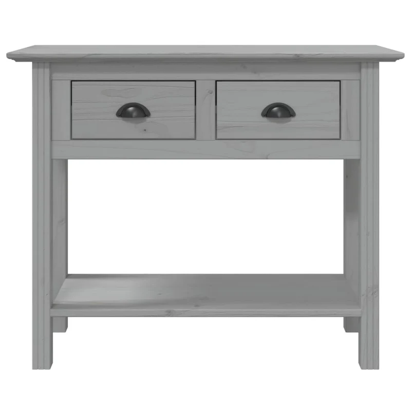 Table console avec tiroirs 91 x 35 x 74 cm bois de pin massif gris et métal DEC031730