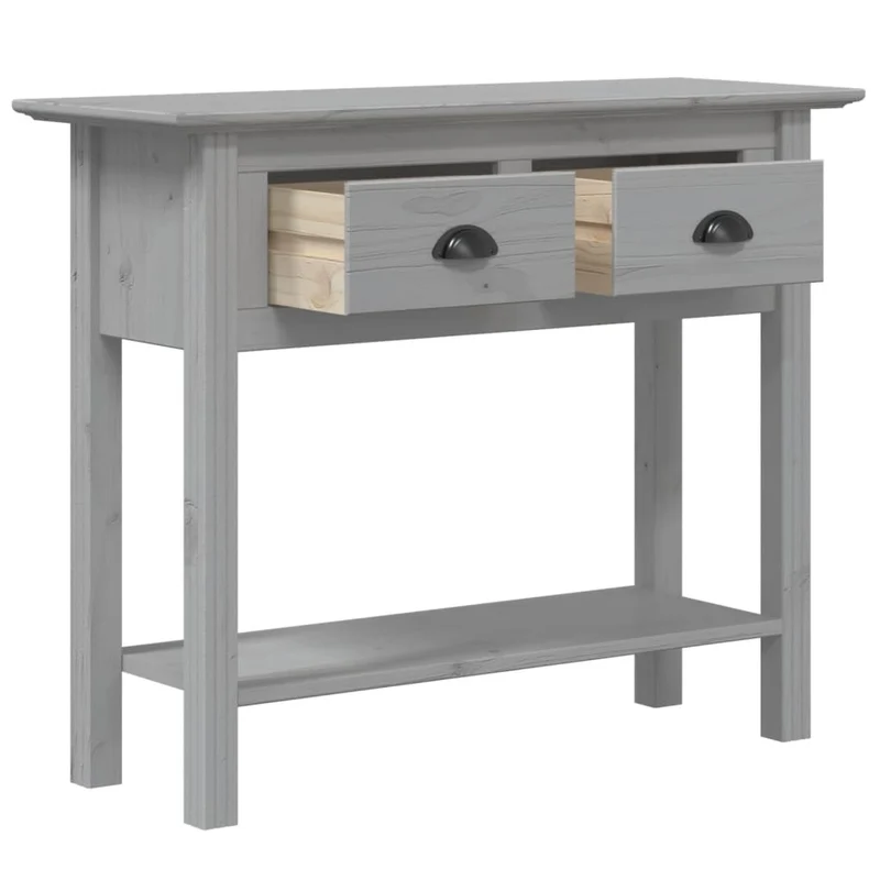Table console avec tiroirs 91 x 35 x 74 cm bois de pin massif gris et métal DEC031730