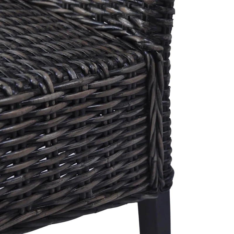 Lot de 6 chaises de salle à manger cuisine noir Rotin Kubu et bois de manguier CDS022676