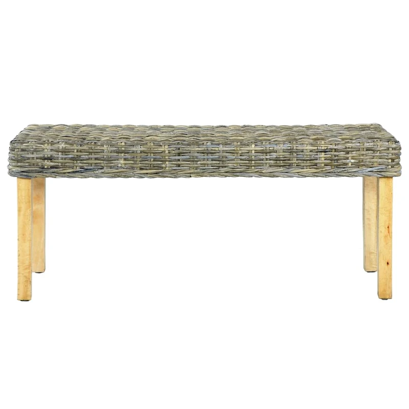 Banc en rotin kubu naturel et manguier massif 110 cm marron BAN02009