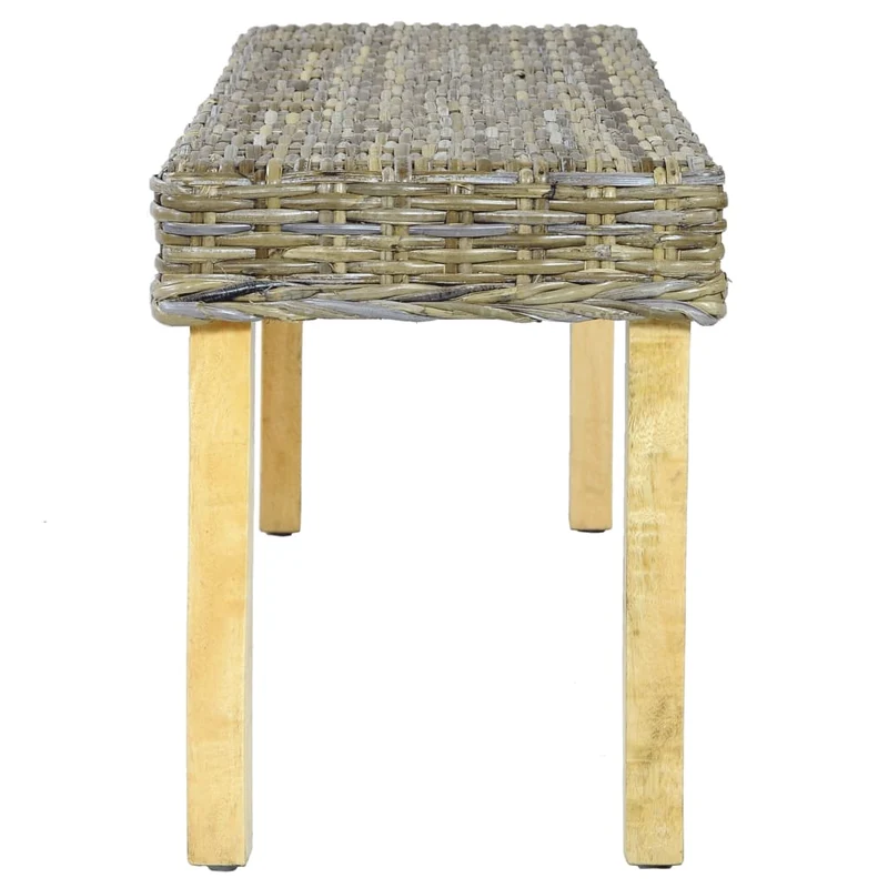 Banc en rotin kubu naturel et manguier massif 110 cm marron BAN02009