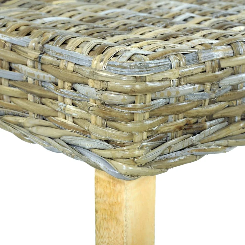 Banc en rotin kubu naturel et manguier massif 110 cm marron BAN02009