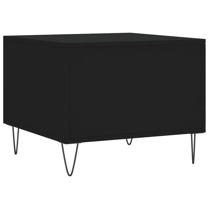 Table basse avec tiroir design moderne et contemporain 50 x 50 x 40 cm bois d'ingénierie noir et fer DEC039669