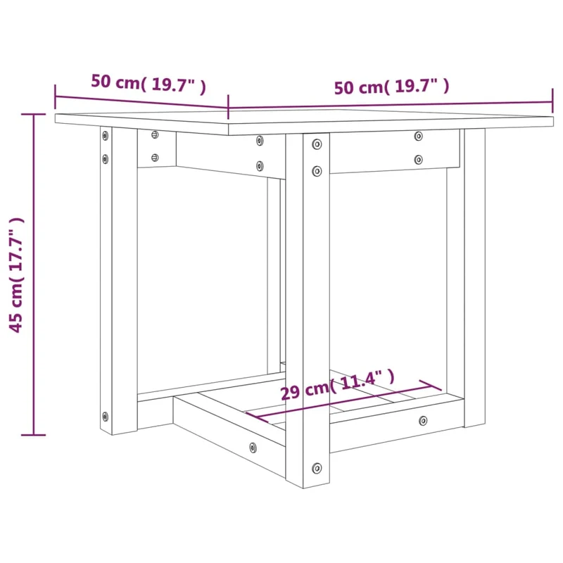 Table d'appoint design simple 50 x 50 x 45 cm bois massif de pin marron DEC039483