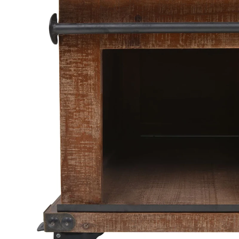 Table basse avec 3 compartiments design rustique 91 x 51 x 38 cm bois de sapin massif + MDF + acier DEC038262