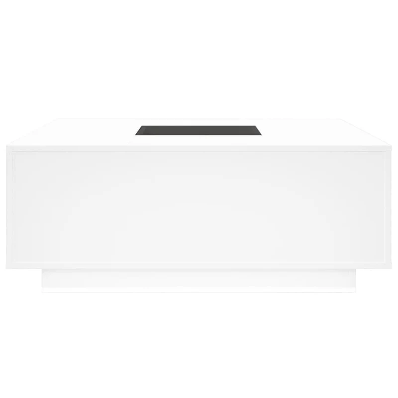 Table basse de salon design moderne avec LED 100 x 100 x 40 cm bois d'ingénierie blanc et verre DEC037433