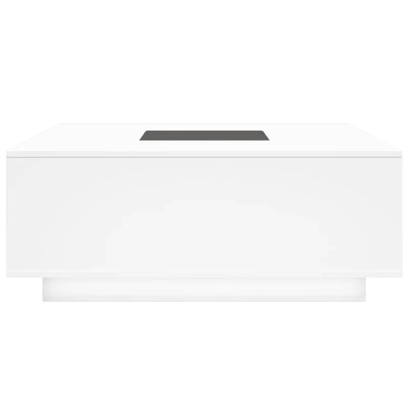 Table basse de salon design moderne avec LED 100 x 100 x 40 cm bois d'ingénierie blanc et verre DEC037433