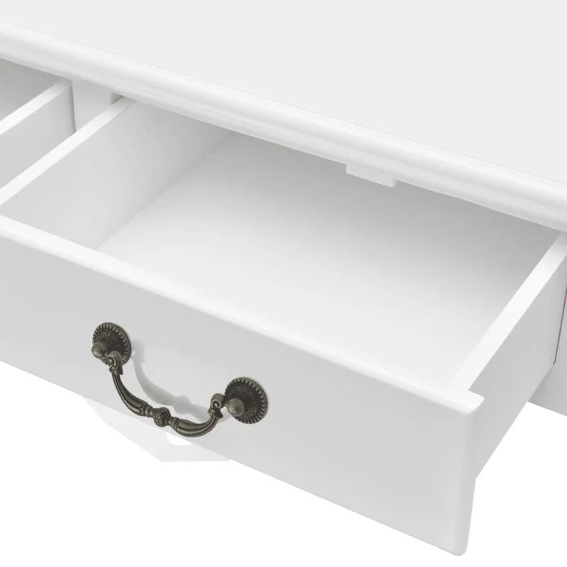 Table basse de salon avec tiroirs design moderne 80 x 80 x 50 cm avec 4 tiroirs MDF blanc DEC037321