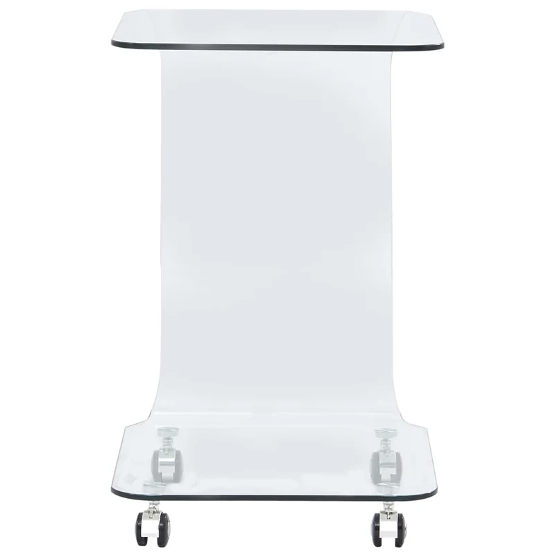Table d'appoint sur roulettes design moderne 45 x 40 x 63 cm verre trempé DEC037060