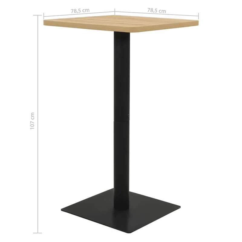 Table d'appoint auxiliaire table bistro 78,5 x 78,5 x 107 cm panneau de particules de mélamine et acier DEC036555