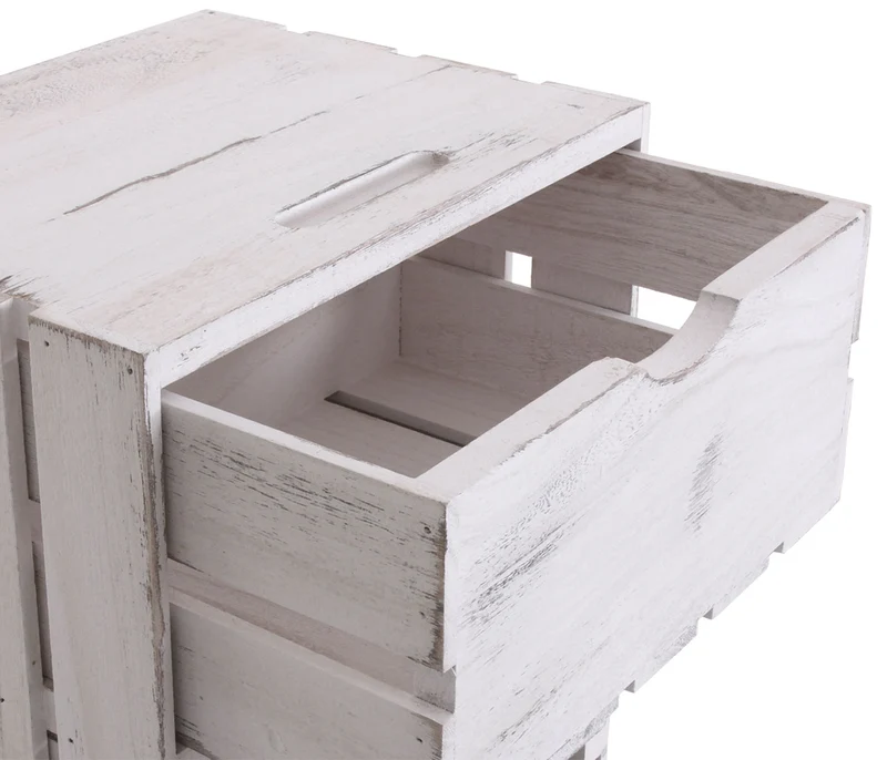 Commode petit meuble de rangement en bois style vintage 3 tiroirs 53x32x26cm bois blanc 04_0002485