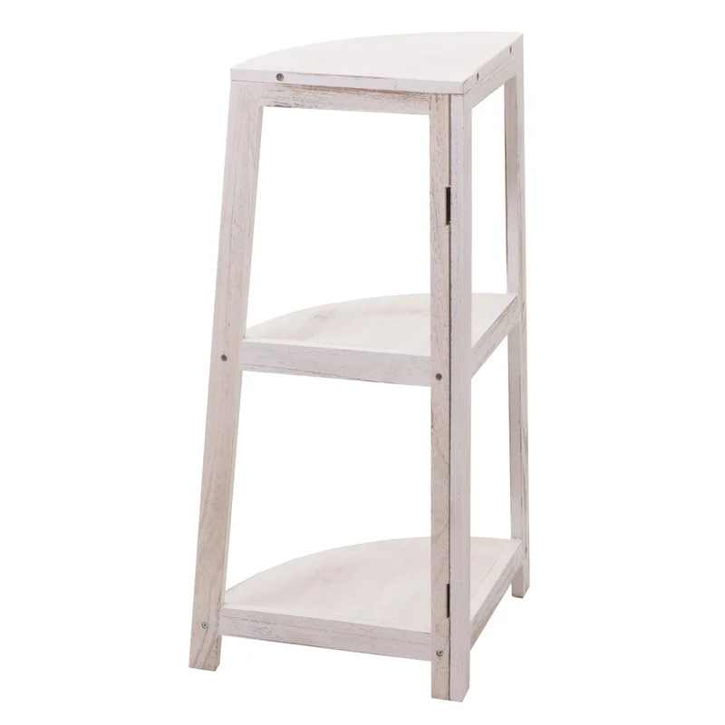 Étagère d'angle 3 niveaux 80x37x37 cm MDF blanc vieilli 04_0008636