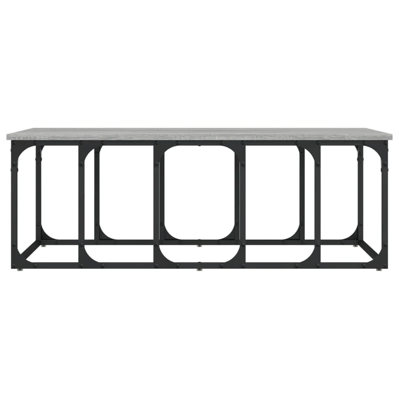 Table basse design industriel 100 x 50 x 35,5 cm bois d'ingénierie gris et métal DEC039940