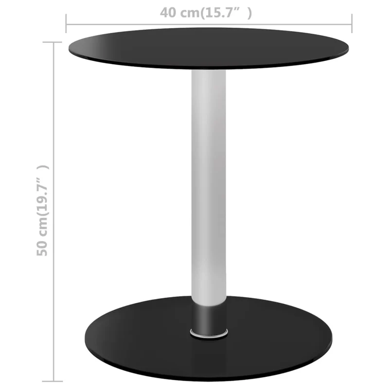 Table d'appoint design moderne diamètre 40 cm verre trempé noir et aluminium DEC039639