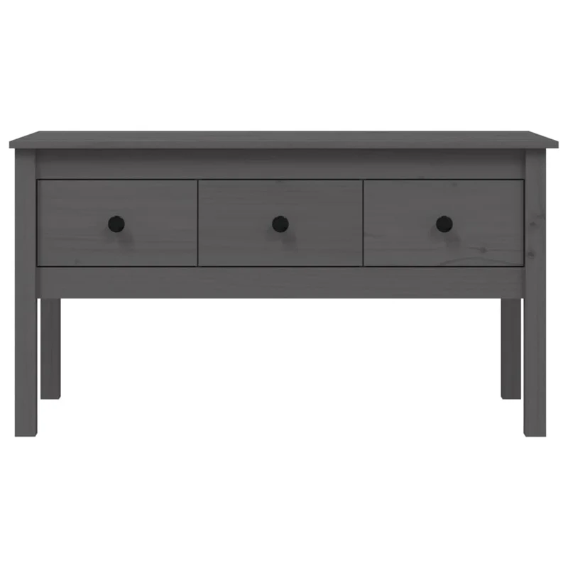 Table basse avec 3 tiroirs design rustique moderne 102 x 49 x 55 cm bois massif de pin gris DEC039157