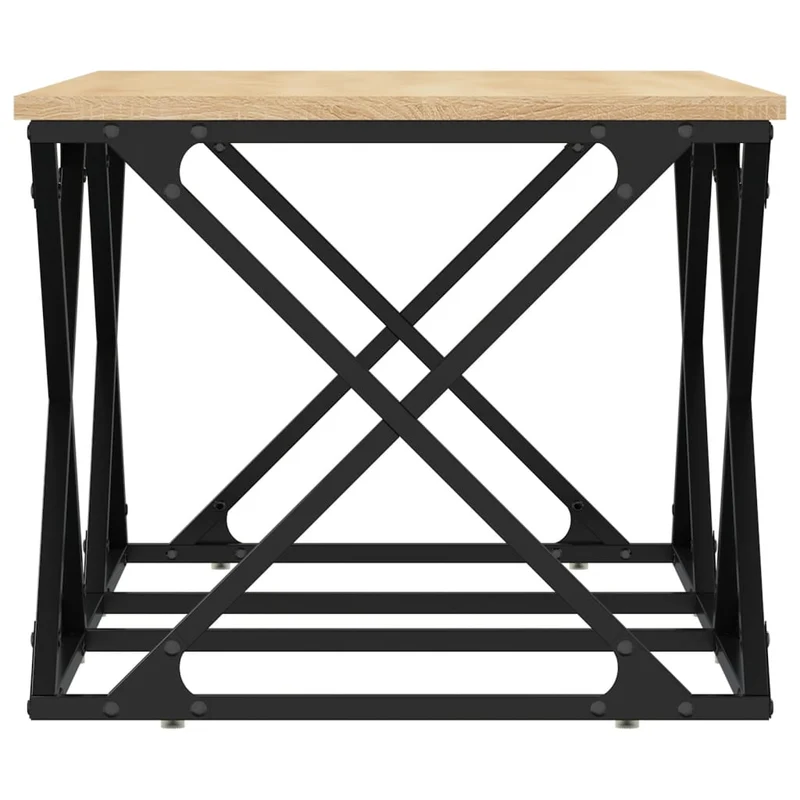 Table basse design industriel 100 x 49 x 40 cm bois d'ingénierie couleur chêne et métal DEC038846