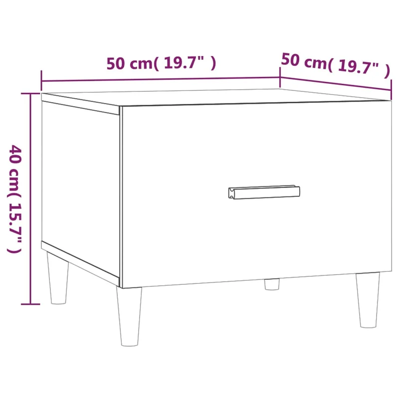 Table basse avec tiroir design moderne 50 x 50 x 40 cm bois d'ingénierie marron DEC038414