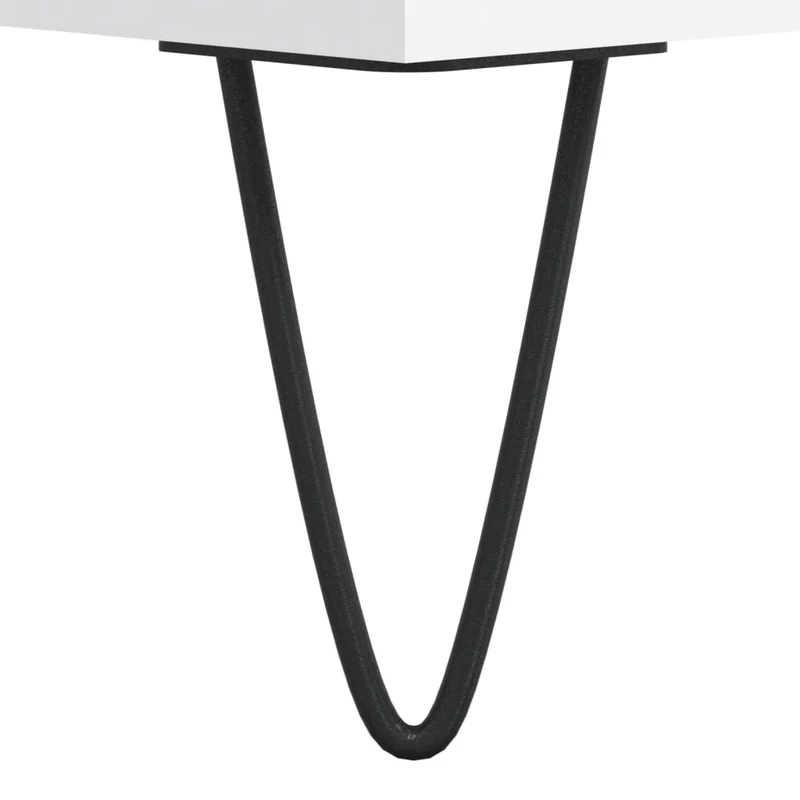 Table basse avec 4 compartiments design moderne 60 x 50 x 36,5 cm bois d'ingénierie blanc et métal DEC037915