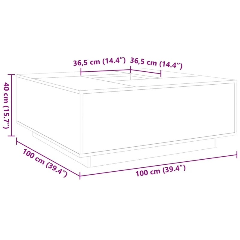 Table basse de salon design moderne 100 x 100 x 40 cm bois d'ingénierie blanc DEC037775