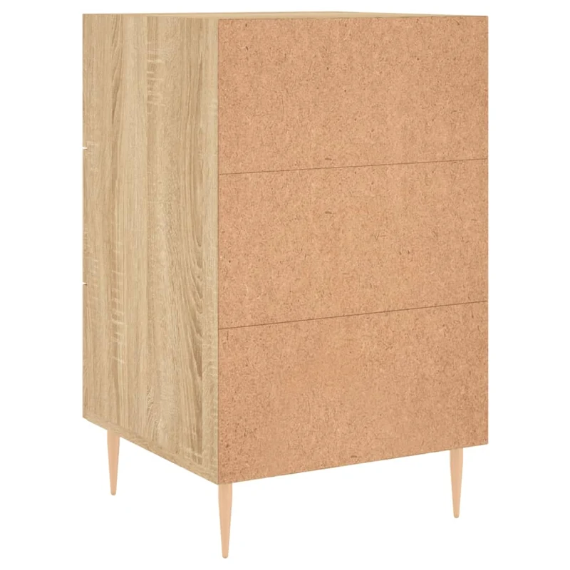 Table de chevet avec 3 tiroirs 40 x 40 x 66 cm bois d'ingénierie couleur chêne et fer DEC033863