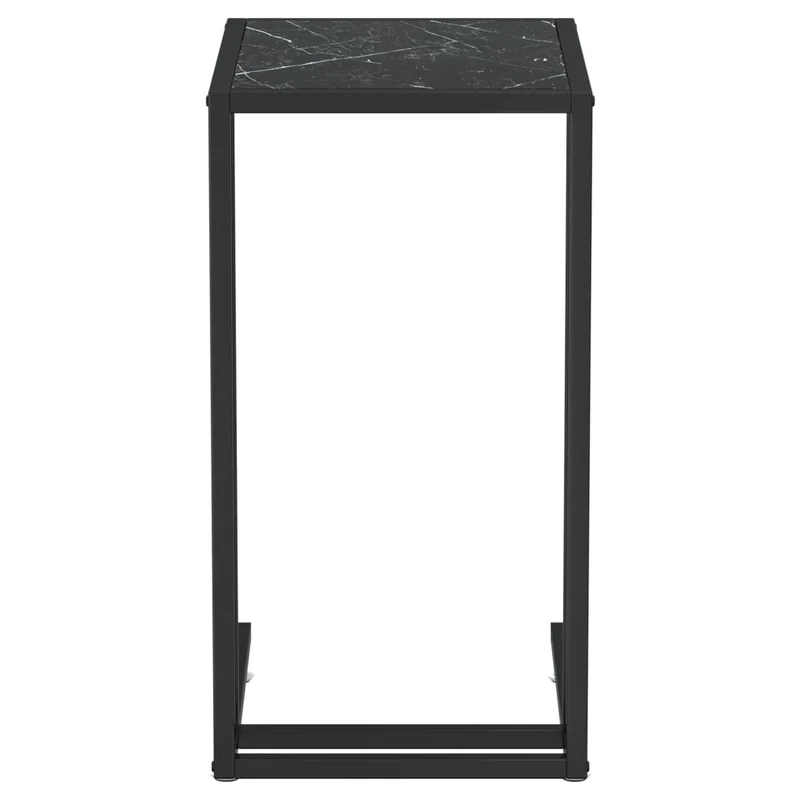 Table d'appoint bout de canapé 50 x 35 x 65 cm verre trempé aspect marbre noir et fer DEC032510