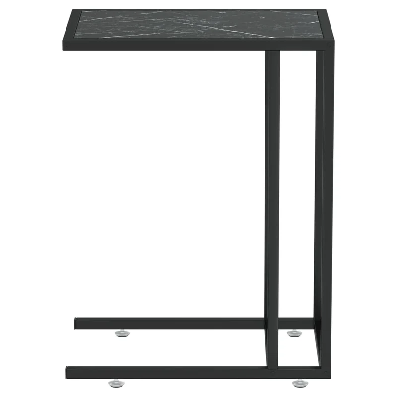 Table d'appoint bout de canapé 50 x 35 x 65 cm verre trempé aspect marbre noir et fer DEC032510