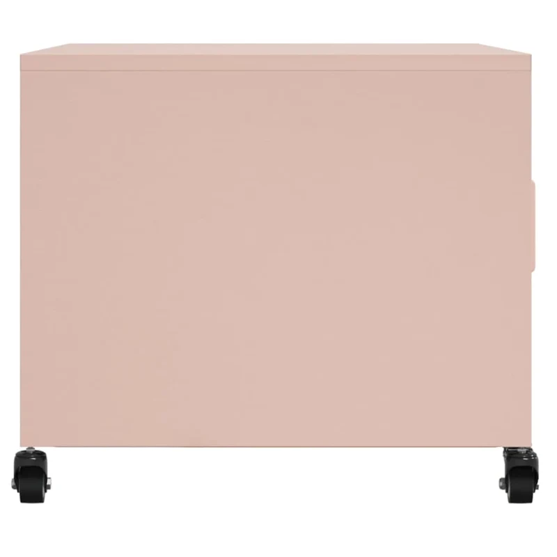Table basse sur roulettes avec compartiment avec portes design industriel 68 x 50 x 43,5 cm acier rose DEC039915