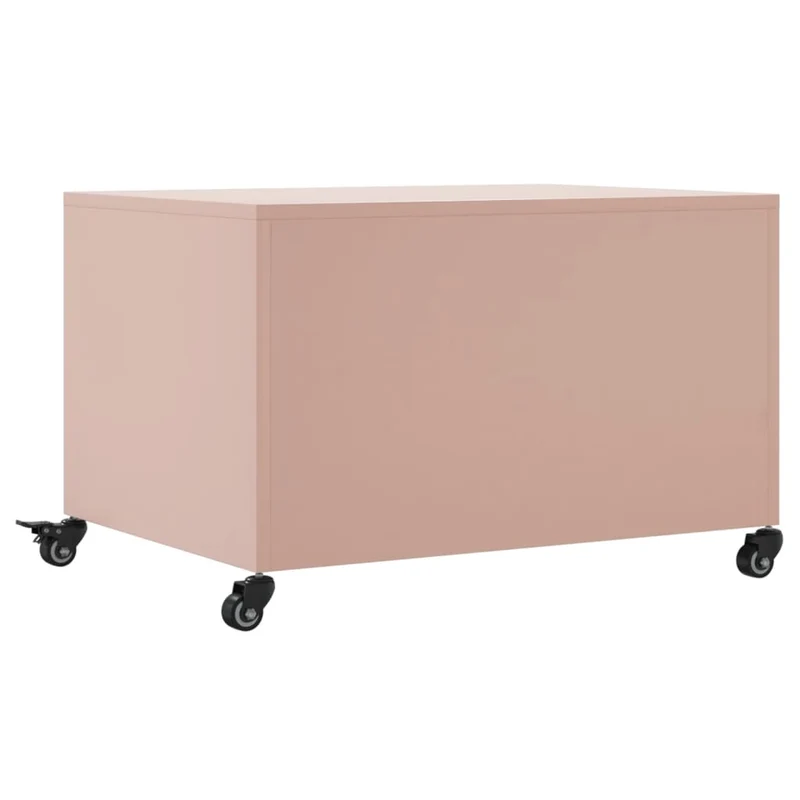 Table basse sur roulettes avec compartiment avec portes design industriel 68 x 50 x 43,5 cm acier rose DEC039915