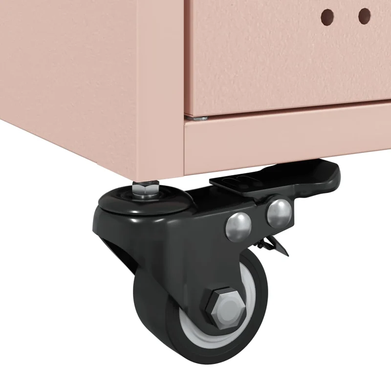 Table basse sur roulettes avec compartiment avec portes design industriel 68 x 50 x 43,5 cm acier rose DEC039915