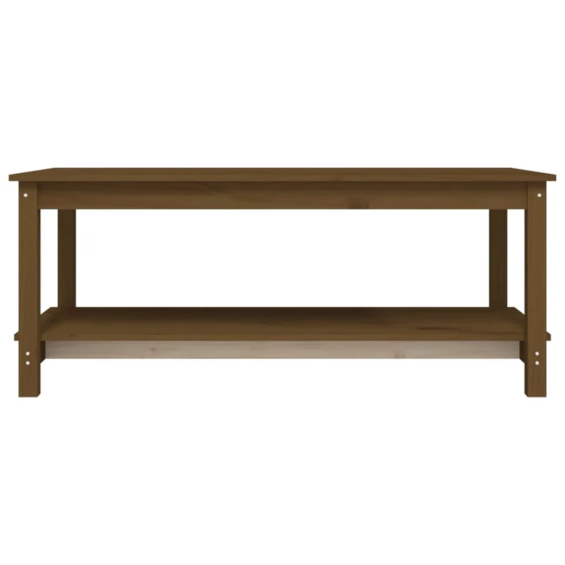 Table basse avec étagère design rustique 110 x 55 x 45 cm bois massif de pin marron DEC039474