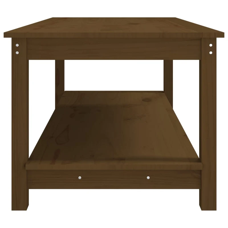 Table basse avec étagère design rustique 110 x 55 x 45 cm bois massif de pin marron DEC039474
