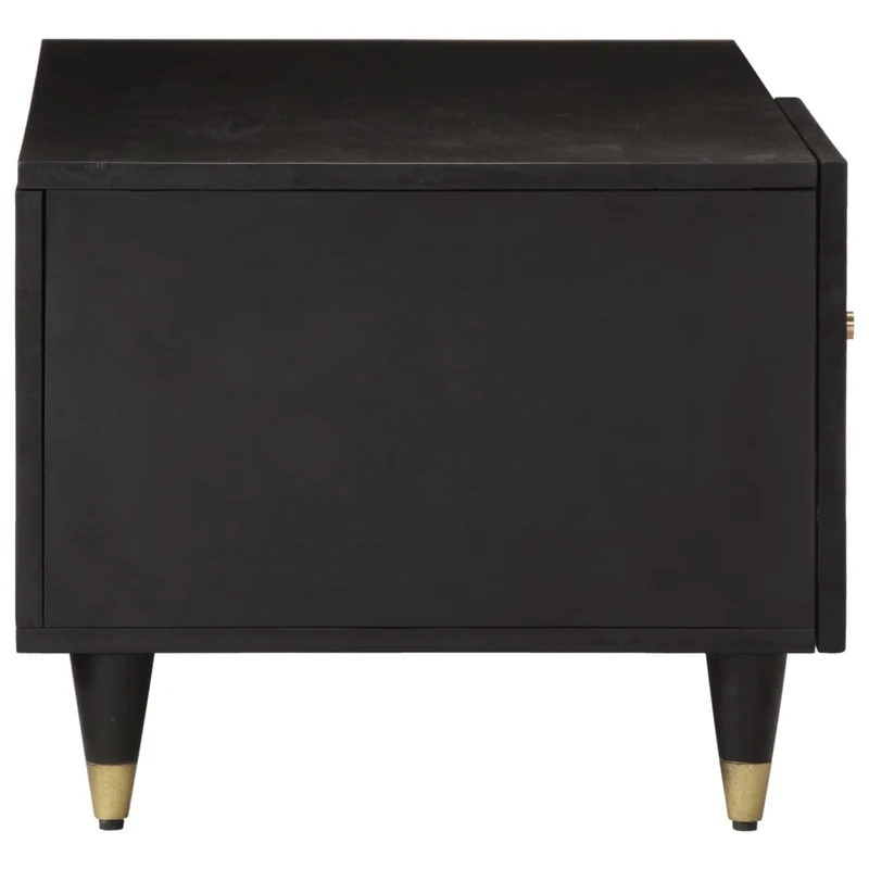 Table basse de salon design tropical 80 x 50 x 40 cm bois de manguier massif noir et fer DEC037146