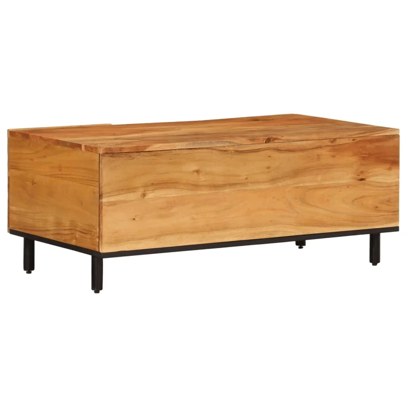 Table basse de salon design rustique 100 x 54 x 40 cm bois massif d'acacia et fer DEC036948