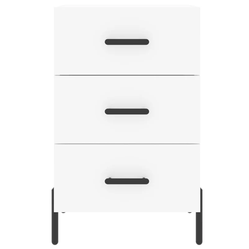 Table de chevet avec 3 tiroirs 40 x 40 x 66 cm bois d'ingénierie blanc et fer DEC033400