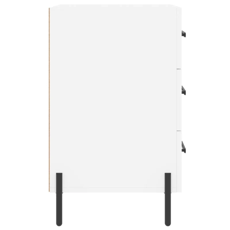 Table de chevet avec 3 tiroirs 40 x 40 x 66 cm bois d'ingénierie blanc et fer DEC033400