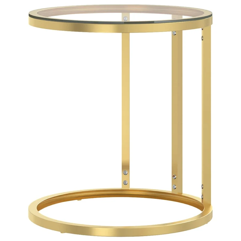 Table d'appoint bout de canapé hauteur 58 cm verre trempé et fer doré DEC032432