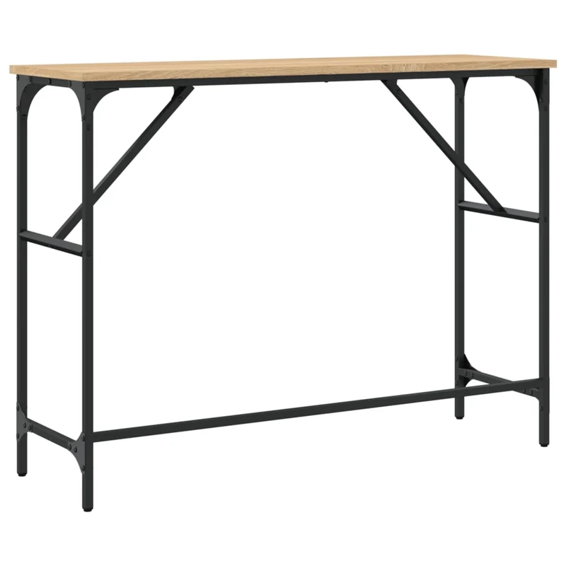 Table console style industriel 100 x 32 x 75 cm bois d'ingénierie et métal DEC031907