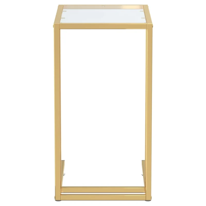 Table d'appoint table d'ordinateur bout de canapé 50 x 35 x 65 cm verre trempé transparent et fer doré DEC032513