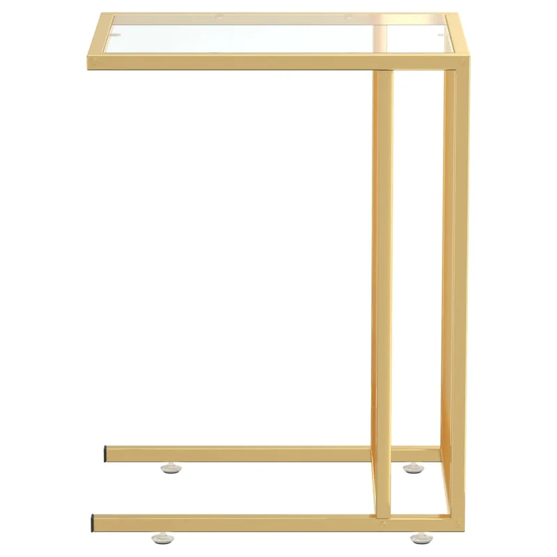 Table d'appoint table d'ordinateur bout de canapé 50 x 35 x 65 cm verre trempé transparent et fer doré DEC032513
