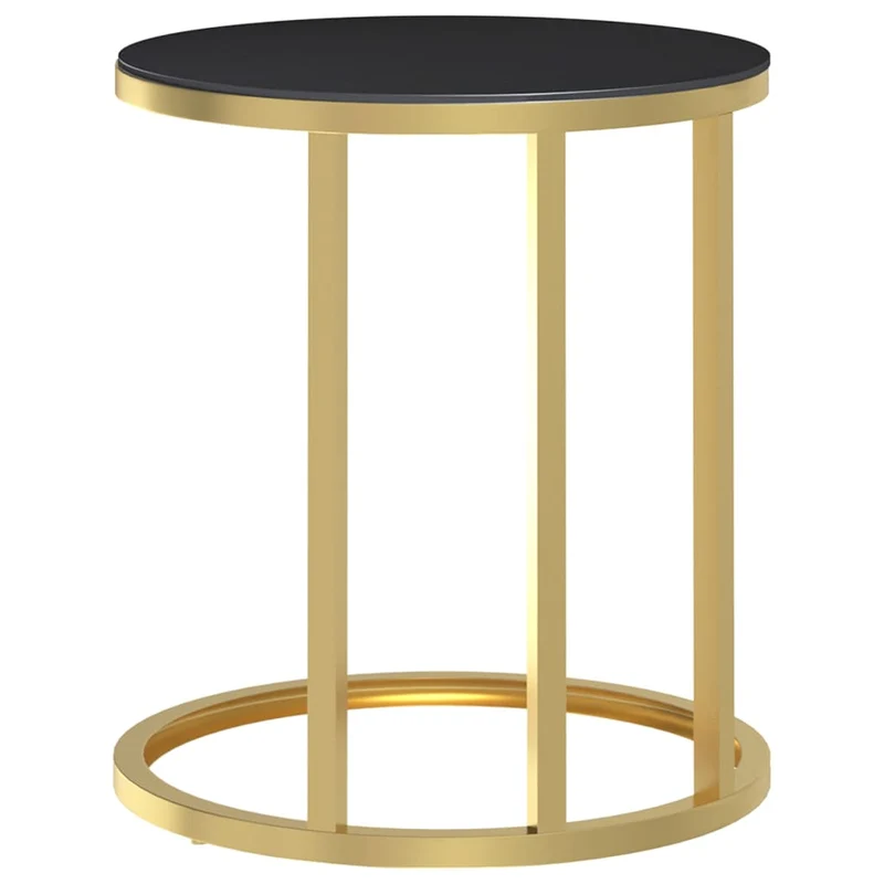 Table d'appoint support de plante bout de canapé 45 cm verre trempé et fer doré DEC032431