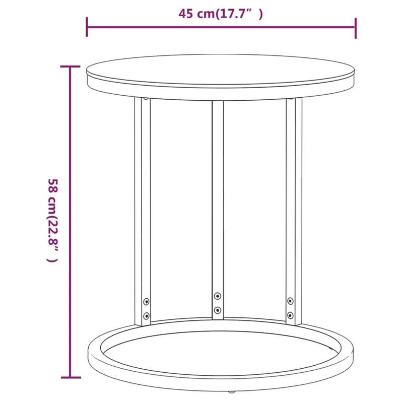 Table d'appoint support de plante bout de canapé 45 cm verre trempé et fer doré DEC032431