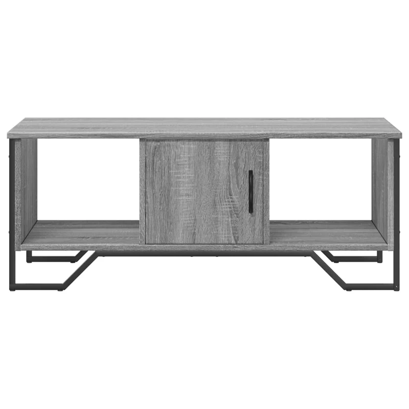 Table basse avec compartiment de rangement style industriel 100 x 51 x 40 cm bois d'ingénierie gris et métal DEC039960