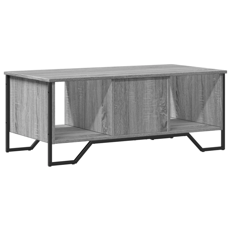 Table basse avec compartiment de rangement style industriel 100 x 51 x 40 cm bois d'ingénierie gris et métal DEC039960