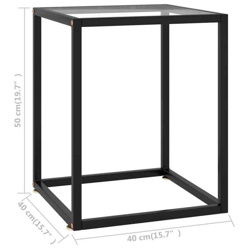 Table d'appoint bout de canapé design simple 40 x 40 x 50 cm verre trempé acier enduit de poudre DEC039885
