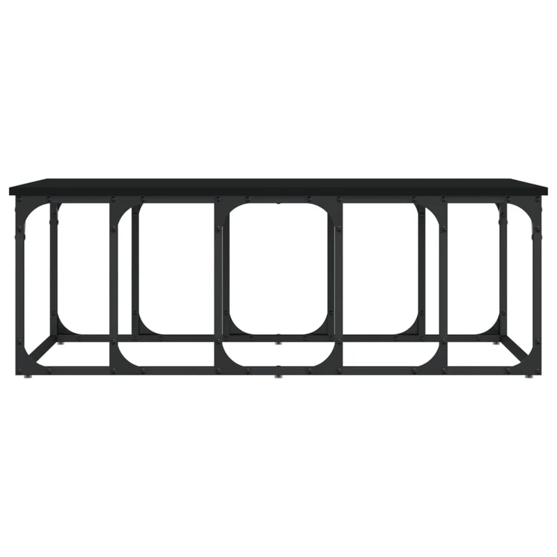 Table basse design industriel 100 x 50 x 35,5 cm bois d'ingénierie noir et métal DEC039544