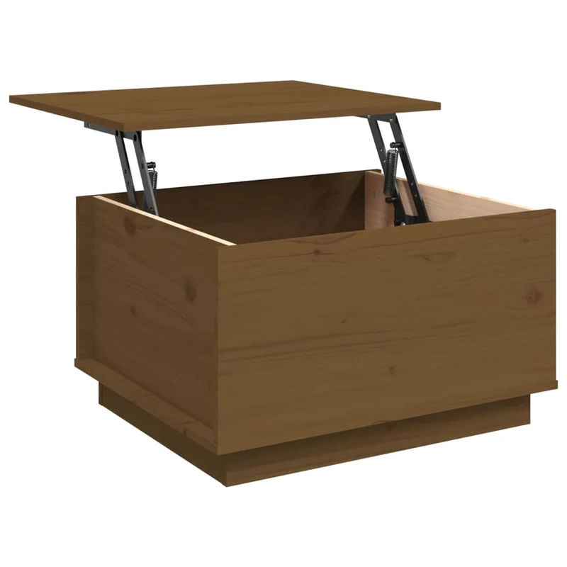 Table basse avec plateau relevable design rustique moderne 60 x 50 x 35 cm bois massif de pin marron DEC039487
